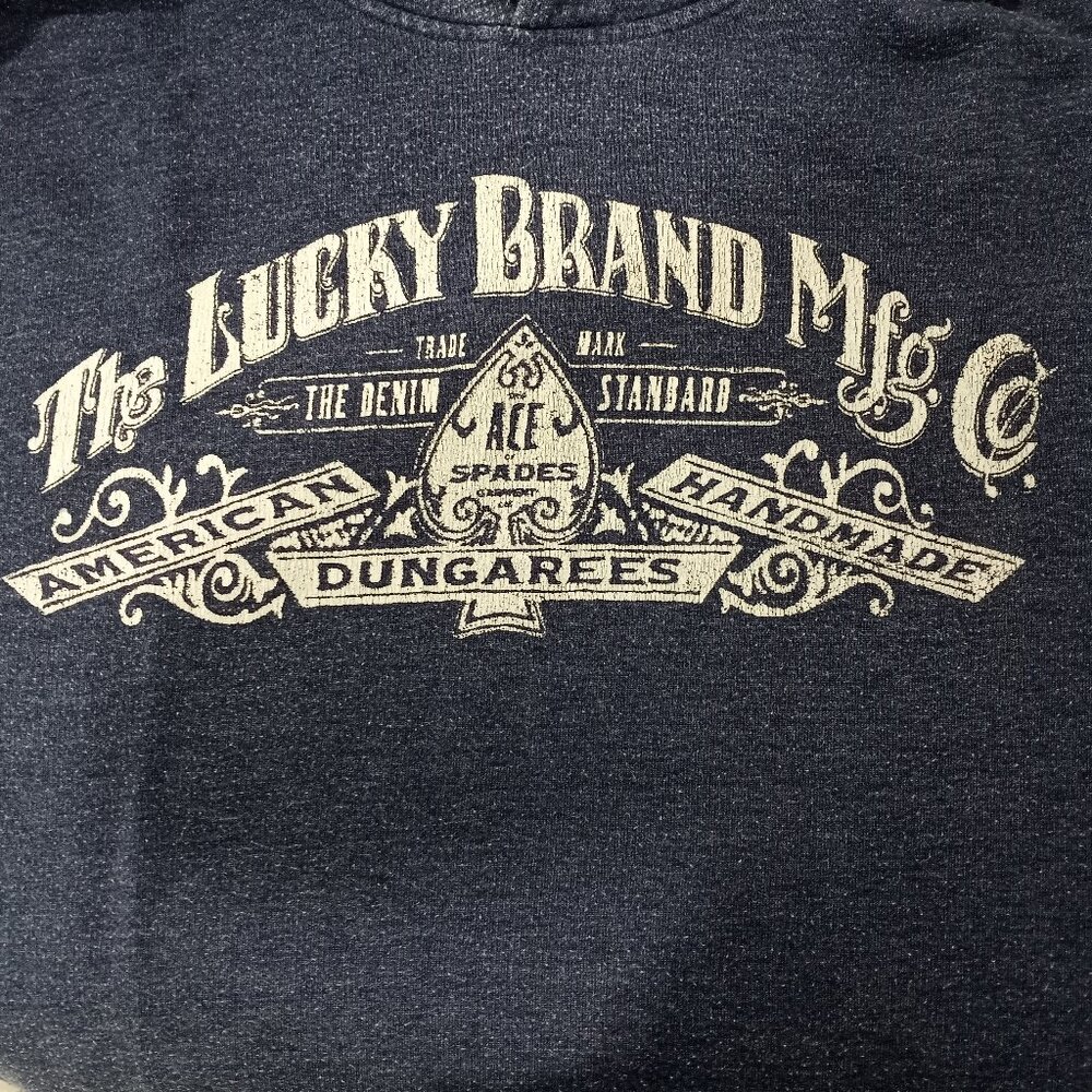 LUCKY BRAND VENICE BURNOUT HOODIE SWEATSHIRT VINTAGE BLUE MEN SIZE XL